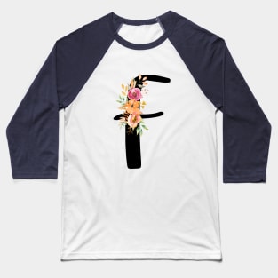 Letter F With Watercolor Floral Wreath Baseball T-Shirt